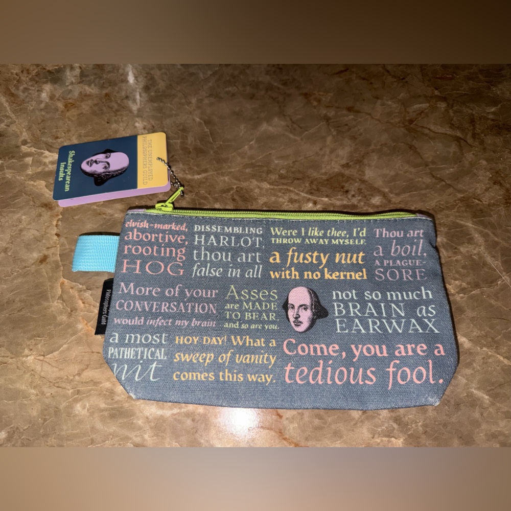 NWT Shakespeare insults makeup bag, pencil bag Women's Bag - Multicolor